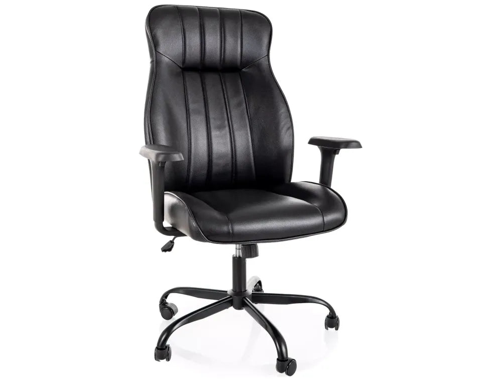Scaun de birou din Piele ecologica Negru si Metal Negru H112-122xL70xA69cm Q-093