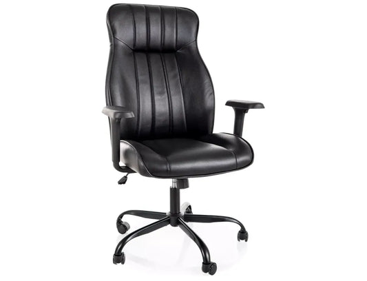 Scaun de birou din Piele ecologica Negru si Metal Negru H112-122xL70xA69cm Q-093