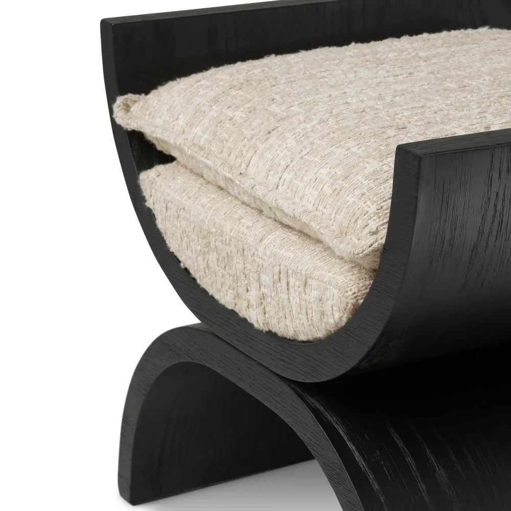 Taburet tapitat cu Stofa Crem L55xA47xH48cm Claybourne Eichholtz