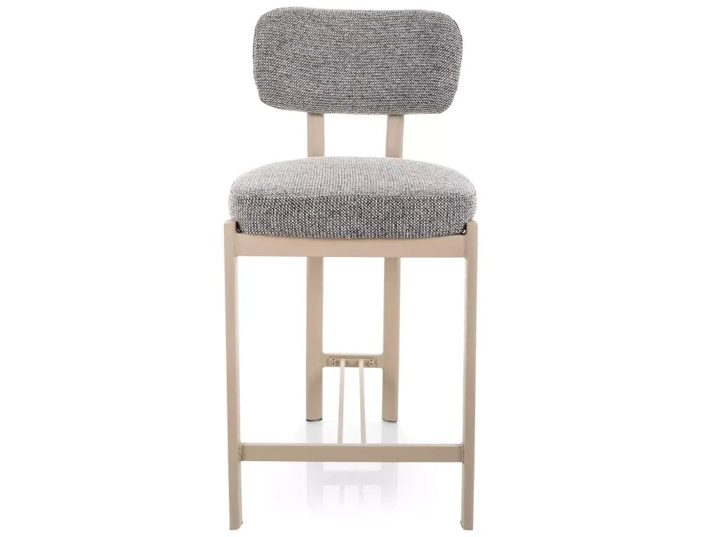 Scaun de insula din Stofa Gri si Metal Bej H92xL45xA49cm Misaki