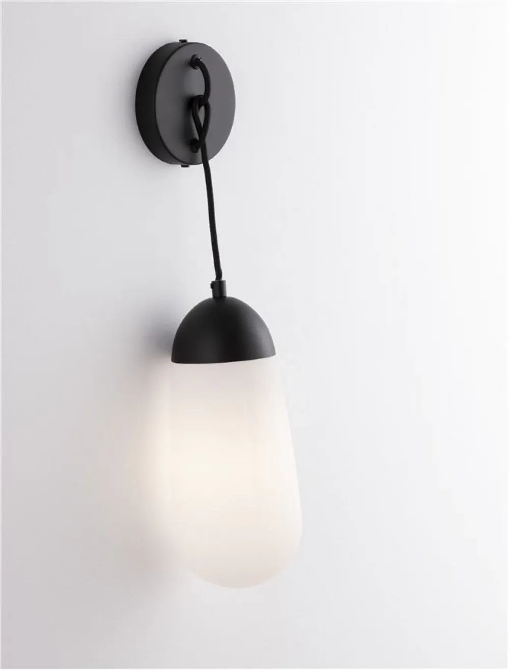Aplica de perete structura din Metal Negru si abajur din Sticla Alb H46xL13cm IP20 BLAKY