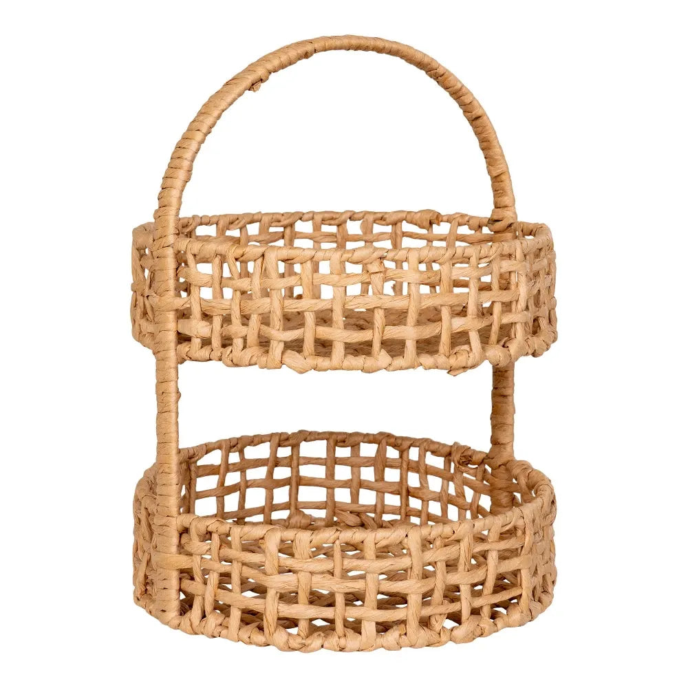 Tava etajata din Metal/Hartie impletita Maro H39xD29cm Anadia