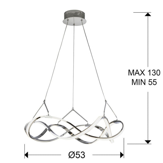 Lustra rotunda cu inaltime reglabila din Aluminiu Argintiu cu LED D53xH130cm Molly