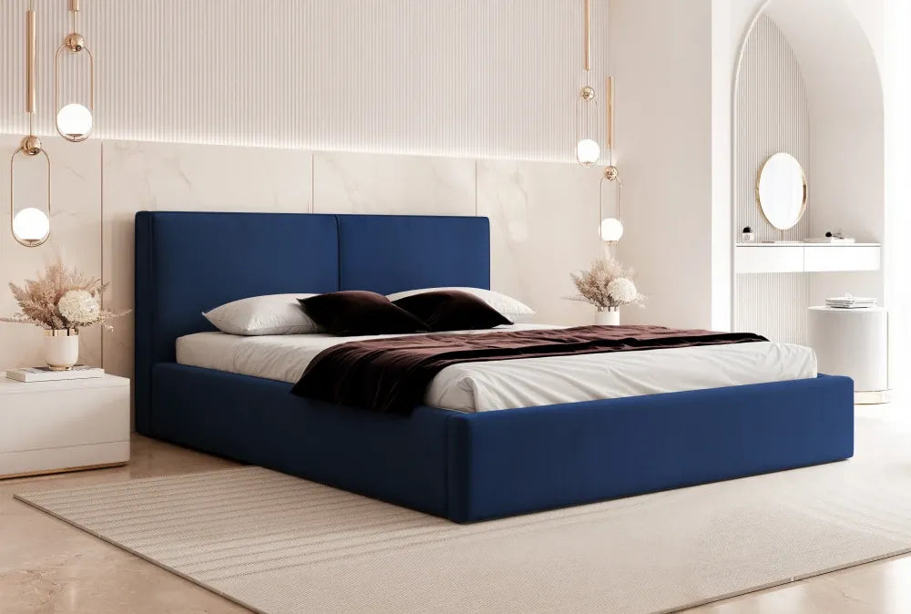 Pat 140 x 200 tapitat cu Catifea Dream velvet Albastru Noma