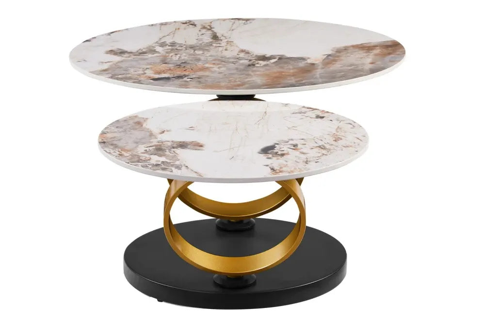 Masuta de cafea din Ceramica Multicolor si Metal Negru/ Auriu mat L135xH43cm DANCING RINGS