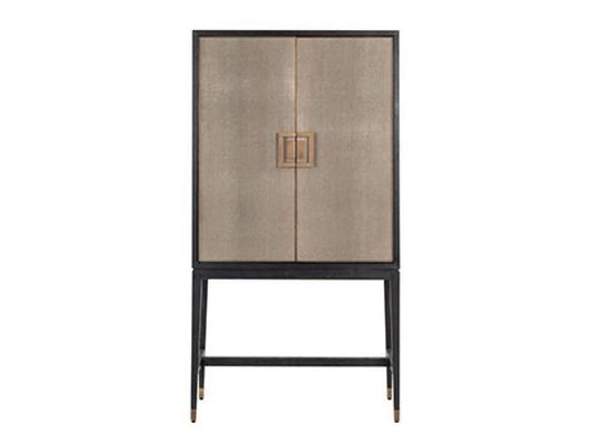 Bar din piele ecologica si Lemn masiv de stejar Bej/Negru Bloomingville L97xH182cm Richmond Interiors