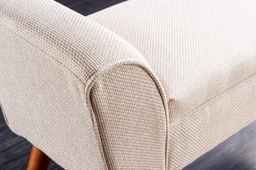 Bancheta din Lemn/Metal Maro/Auriu si textured fabric Bej H56xL90cm Scarlett