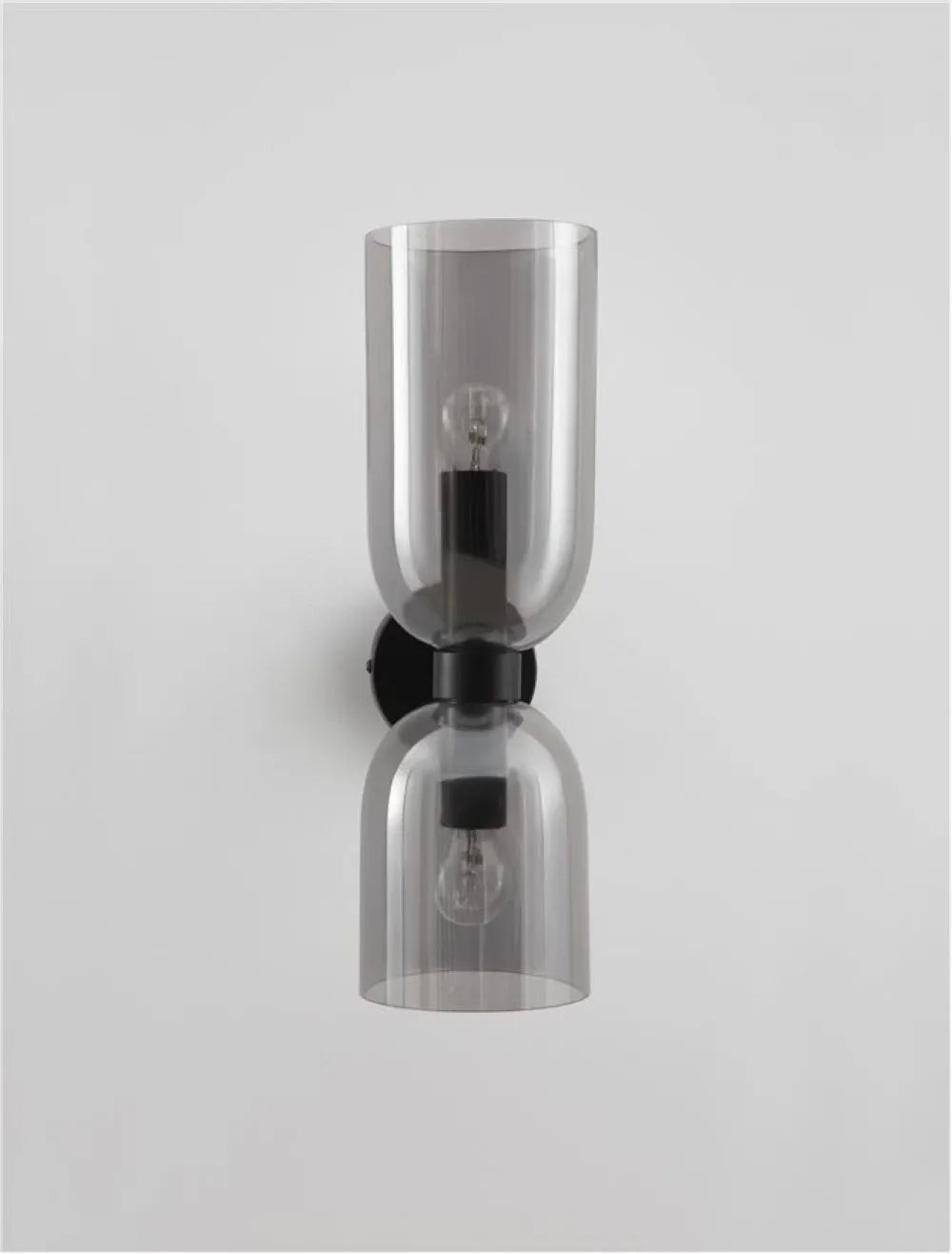 Aplica de perete structura din Metal Negru si abajur din Sticla Fumuriu H37.5xL11.5cm IP20 PALMER