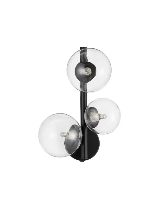 Aplica de perete structura din Metal Negru si abajur din Sticla Transparent H32xL23cm ODILLIA