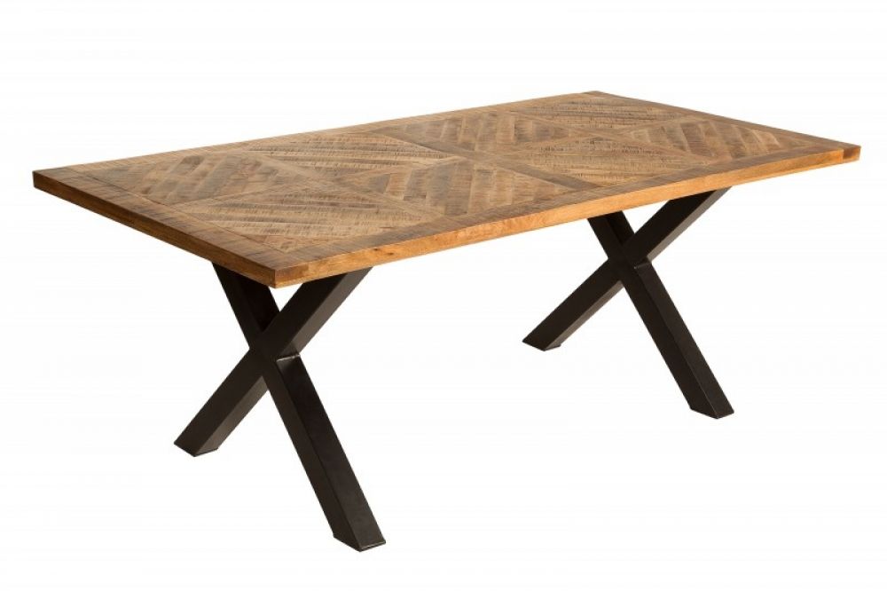 Masa dreptunghiulara din Lemn de mango Maro/Negru de 6 persoane L160x90cm INFINITY