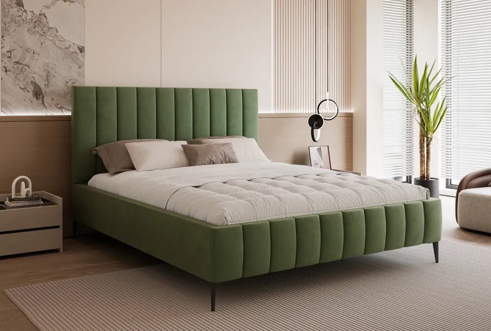 Pat 180 x 200 tapitat cu Catifea Velutto Verde Adel
