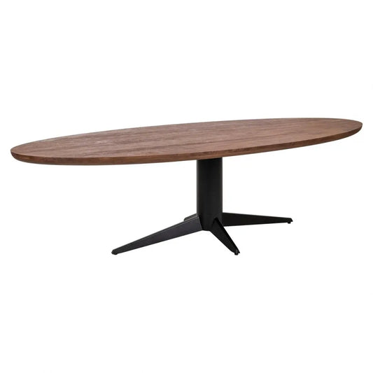 Masa ovala din Metal Negru si Lemn de mango Maro L280xH76cm Stafford Richmond interiors
