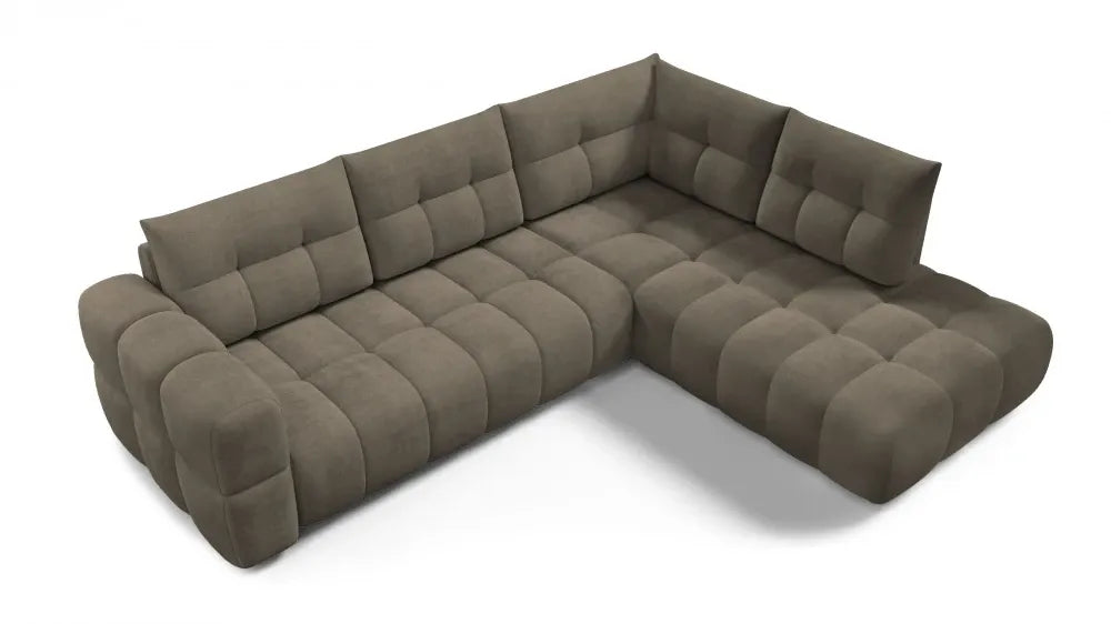 Coltar in forma de L tapitat cu material pet friendly Alias maro L291 x 219cm