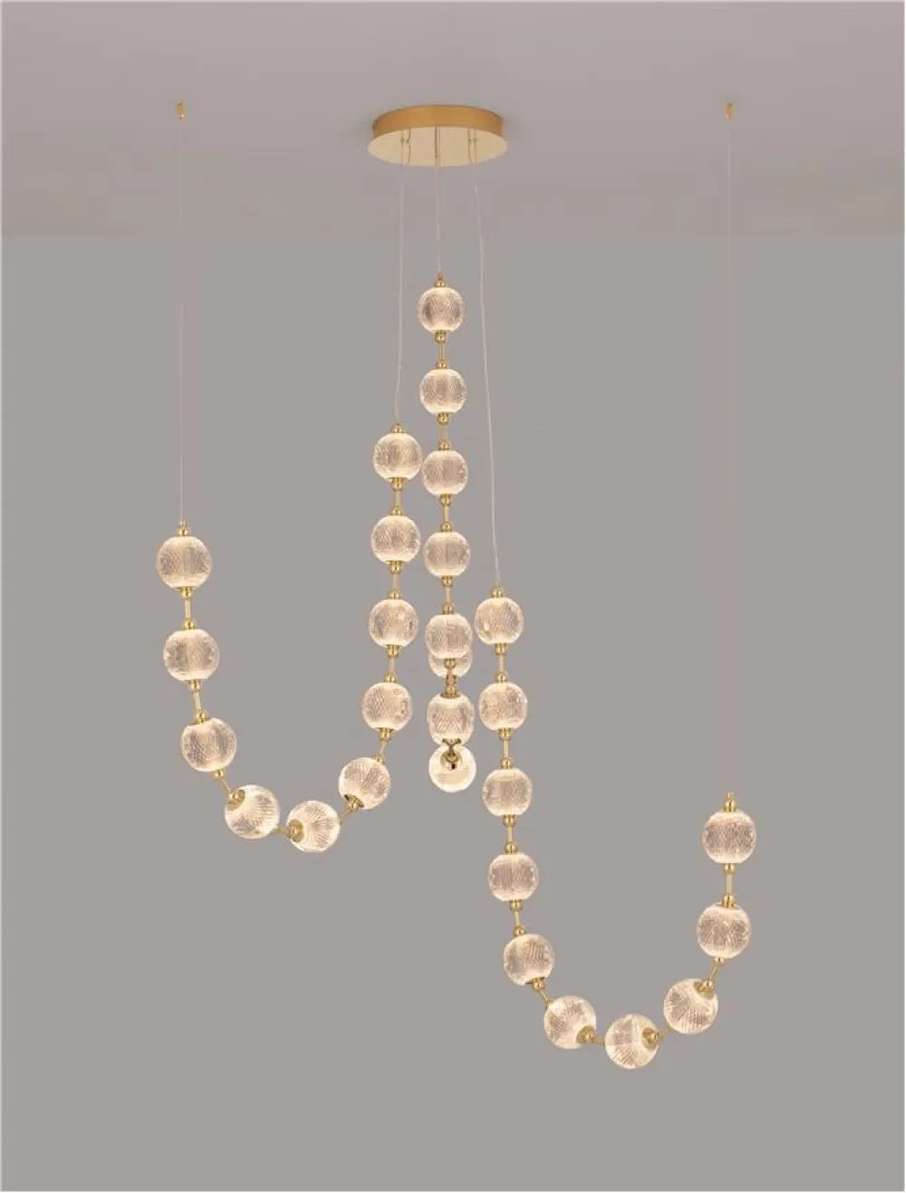 Candelabru structura din Metal Auriu si abajur din Cristal Transparent H300xL147cm IP20 134W 8530lm 3200k BRILLANTE