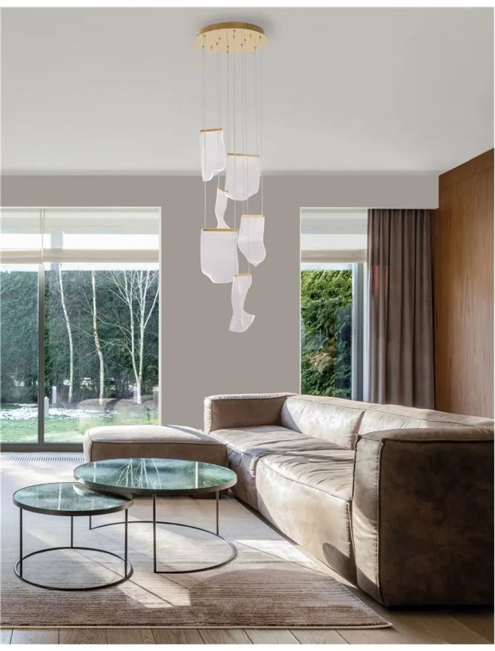 Candelabru structura din Aluminiu Auriu si abajur din Acrilic Transparent H150xL48cm IP20 39W 2473lm 3000k SIDERNO