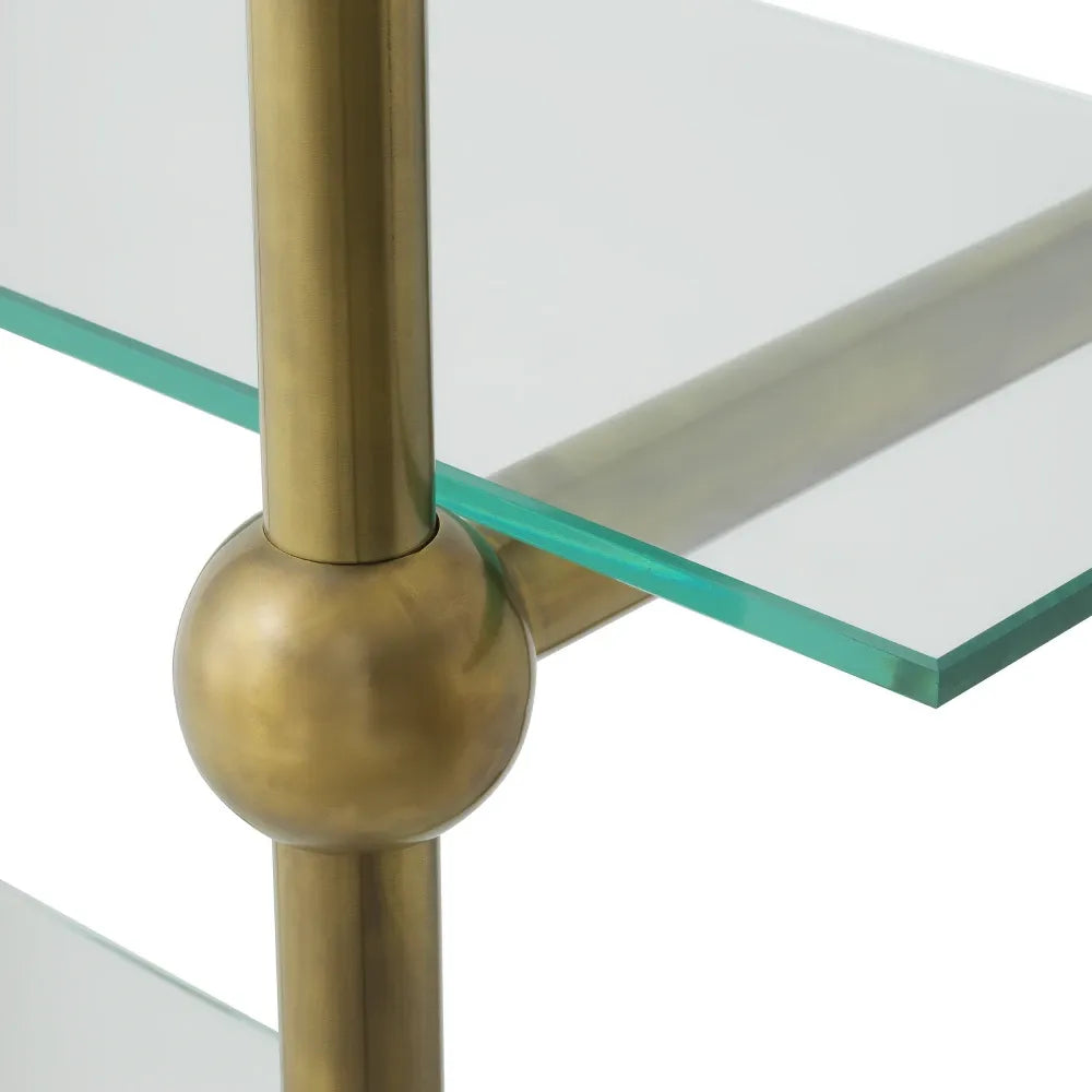 Etajera din Sticla Transparent si Metal Alama L49xH240cm Monforte Eichholtz