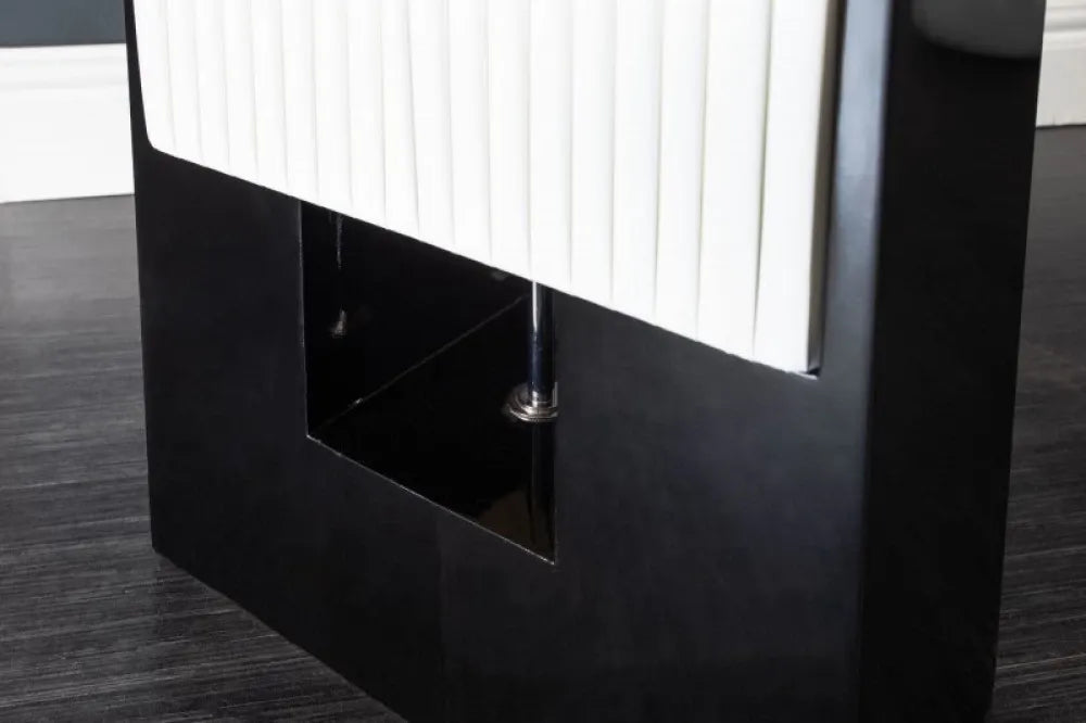 Lampa de podea din Metal Negru si Textil Alb H120xL30cm Liana
