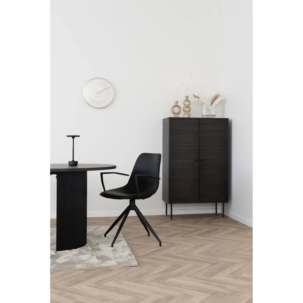 Dulap din Furnir de stejar/MDF Maro inchis si Metal Negru L80xH130cm Kyoto
