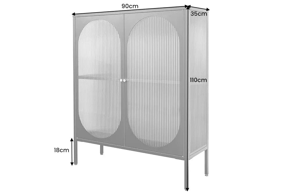Dulap din Metal Negru si Metal/Sticla securizata Negru/Transparent L90xH110cm PARIS