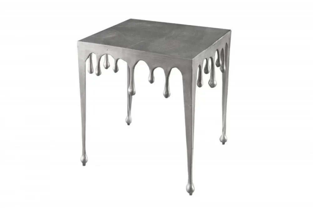 Masuta laterala Patrata din Metal Argintiu L46xH50cm Liquid L