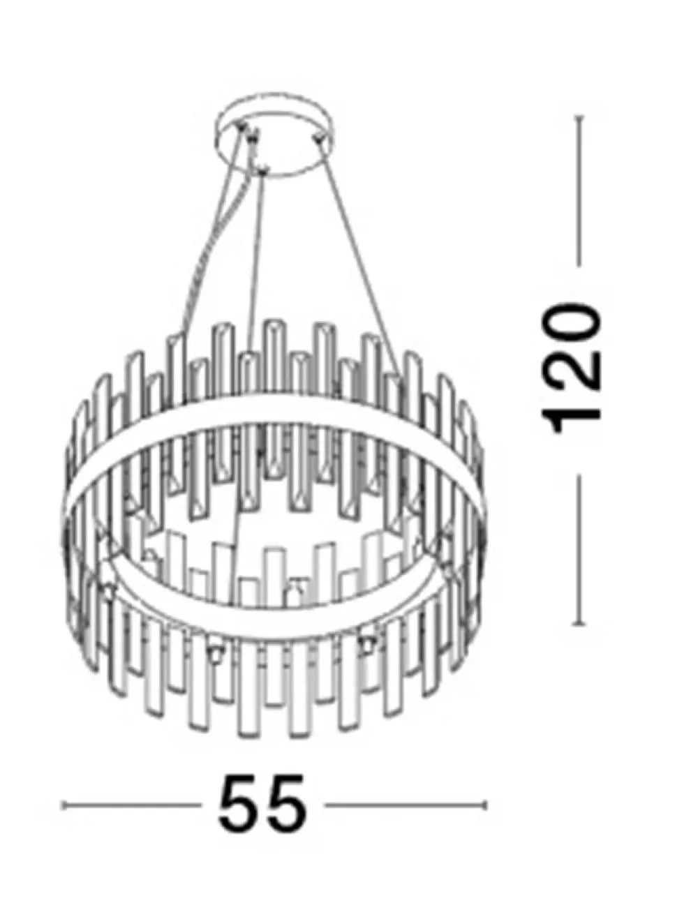 Candelabru structura din Metal Auriu si abajur din Cristal Transparent H120xL55cm IP20 CROWN