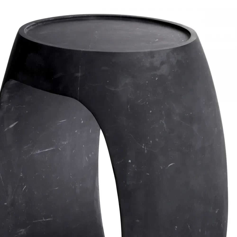 Masuta laterala Ovala din Marmura Negru L37xl29cm Clipper Eichholtz