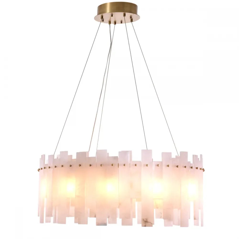 Candelabru din Otel inoxdabil Alama atichizata si Alabastru Alb H33xD85cm Pizzorni Eichholtz