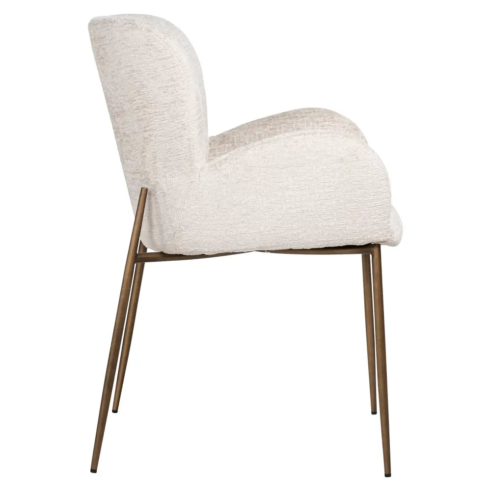 Scaun tapitat cu Stofa fusion Crem cu picioare din Metal Auriu H85xL57xA63cm Amber Richmond Interiors