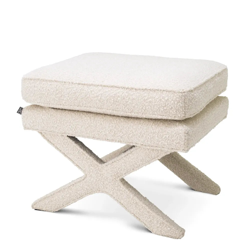 Taburet tapitat cu Stofa boucle Crem L62xA46xH50cm Cordoba Eichholtz