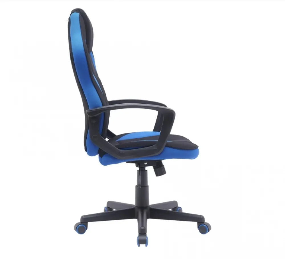 Scaun de gaming cu inaltime reglabila tapitat cu Stofa Negru/Albastru cu picioare din Plastic Negru/Albastru H106-114xL63xA48cm Dakar