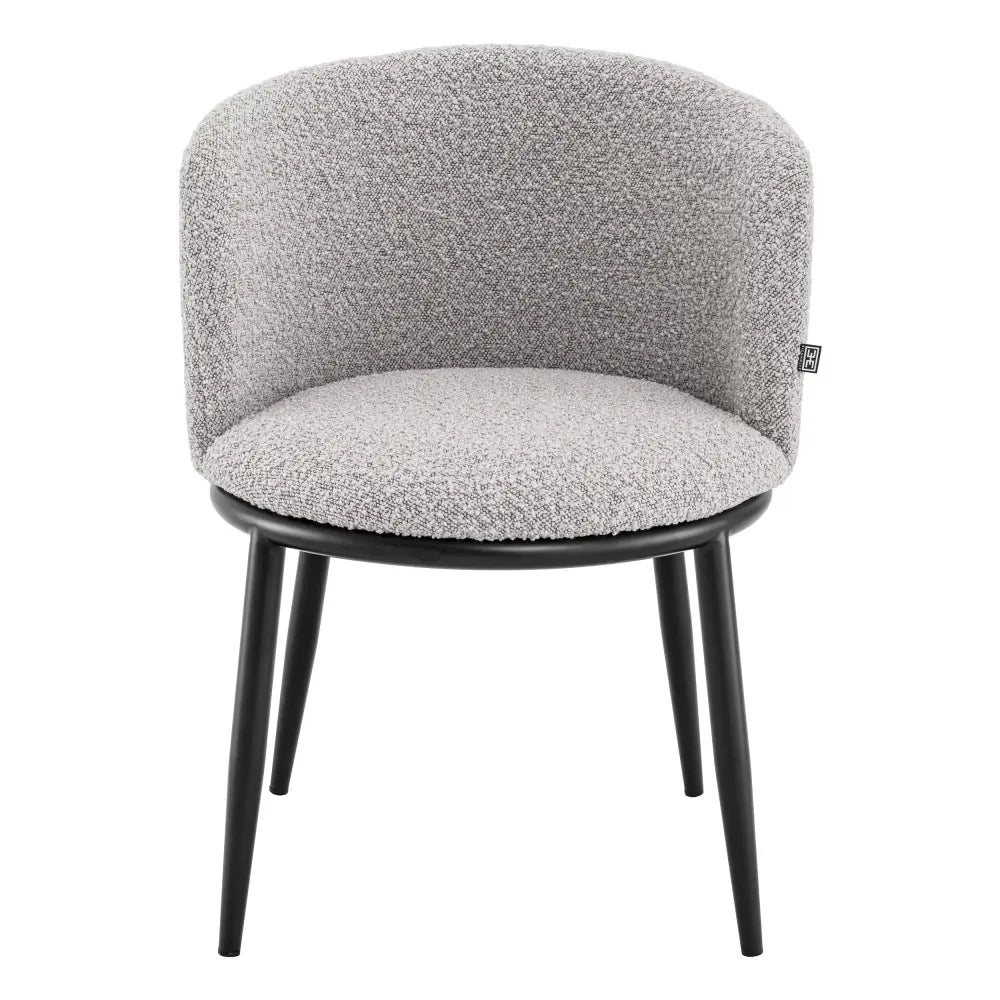 Set 2 scaune tapitat cu Stofa boucle Gri cu picioare din Metal Negru H74xL57xA57cm Filmore Eichholtz