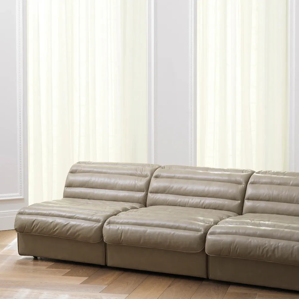 Modul centru tapitat cu Piele Bej L92xA106xH79cm Dunemore Eichholtz