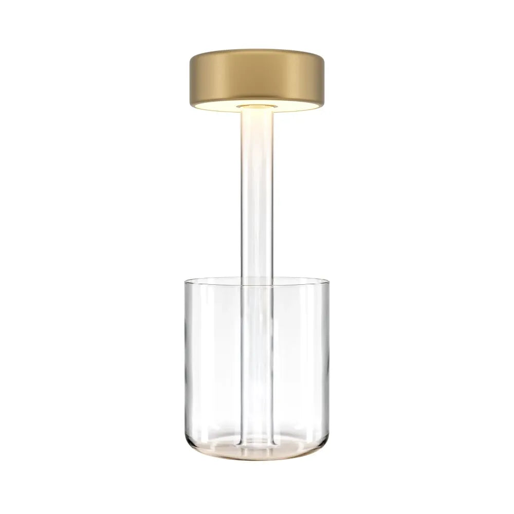 Veioza din Sticla Transparent si Aluminiu Auriu H34.8xD12cm AI Collaboration