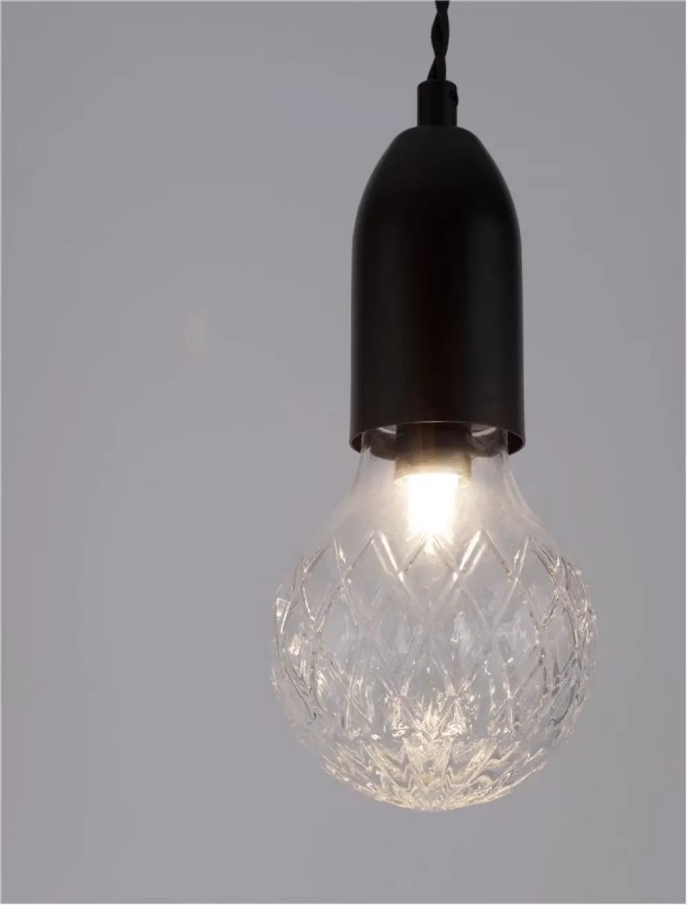 Pendul structura din Metal Negru si abajur din Sticla Transparent H120xL9.5cm IP20 VEDA
