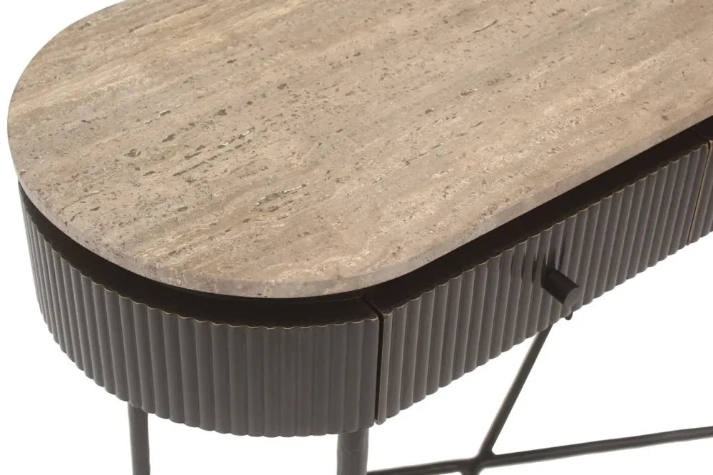 Consola din MDF/Metal Maro si Travertin Maro L100xH76cm Russo Richmond interiors