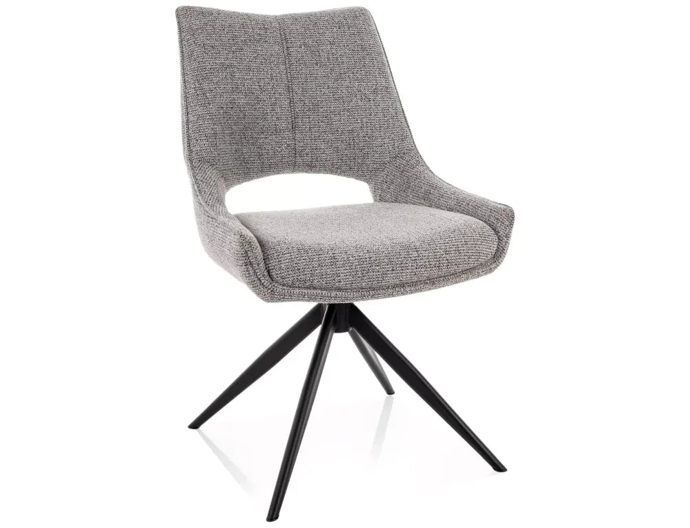 Set 2 Scaune rotative din Stofa Gri si Metal Negru H87xL56xA60cm Fino I