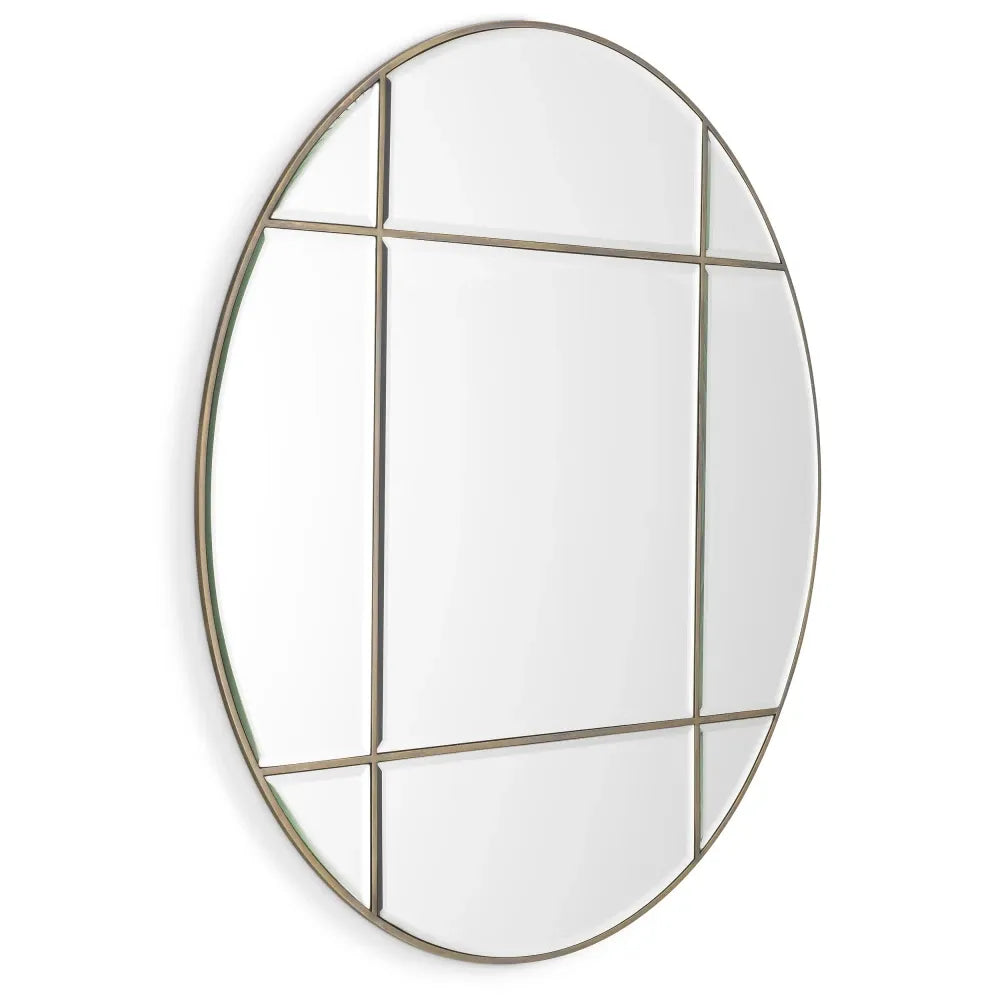Oglinda rotunda cu rama din Metal/MDF Alama D110cm Beaumont round Eichholtz