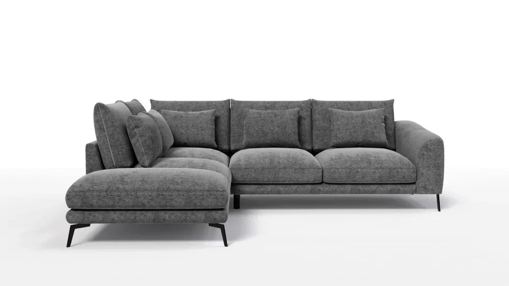 Coltar in forma de L tapitat cu Chenille Gri Sajma 18 L292x228cm Aspen