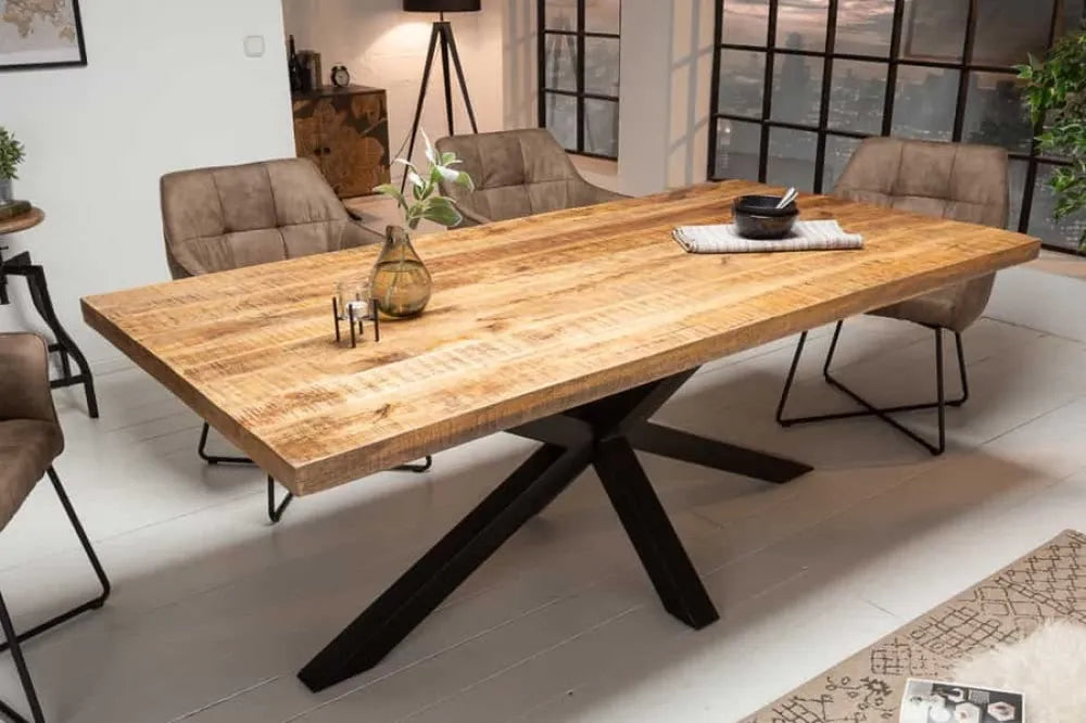Masa din Lemn de mango Maro si Metal Negru L160xH77cm Galaxie