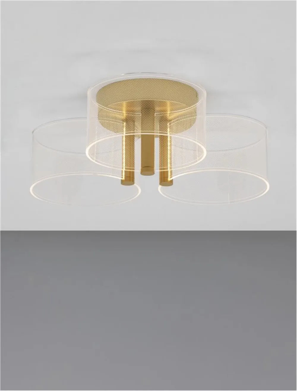Plafoniera structura din Metal Auriu si abajur din Acrilic Transparent H15.2xL44cm IP20 20W 950lm 3000k GATLIN
