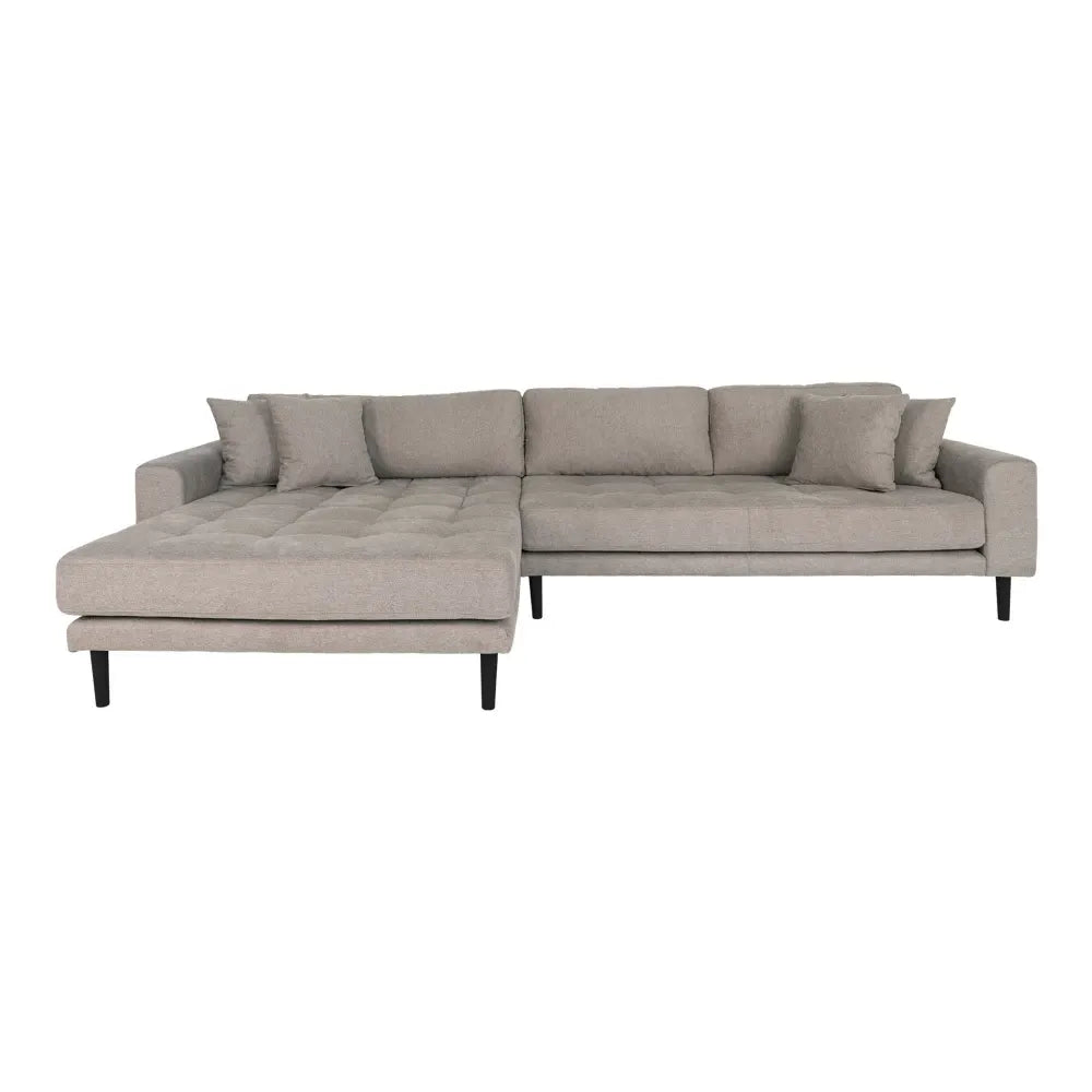 Coltar orientare stanga cu picioare din Lemn de fag Negru tapitat cu Stofa Bej L290xH76cm Lido
