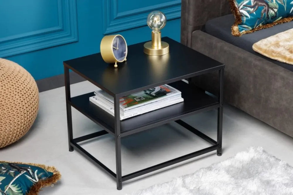 Masuta laterala Dreptunghiulara din Metal Negru si Metal Negru L50xH40cm Dura Stell