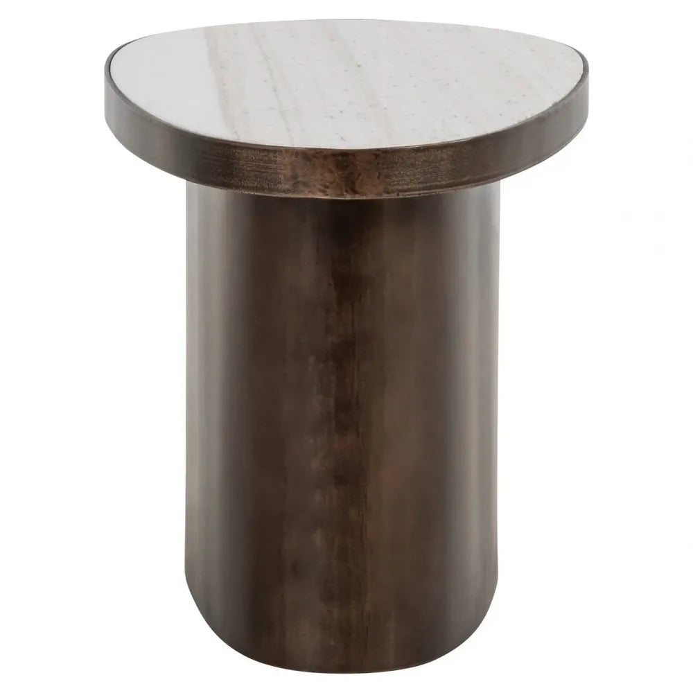 Masuta laterala din MDF/Metal Maro si Marmura Crem L70xH45cm Biloxi Richmond interiors