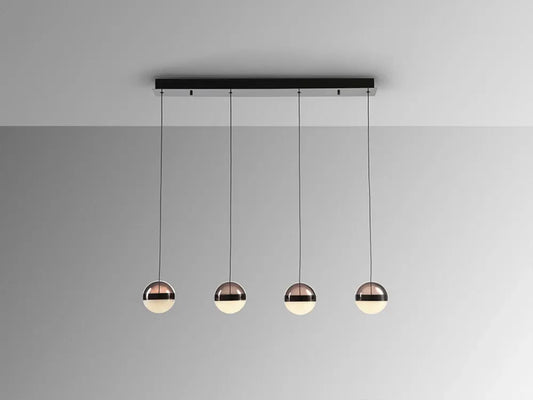Lustra din Metal Negru si Policarbonat/Sticla Transparent/Fumuriu H160xL90cm Orbes