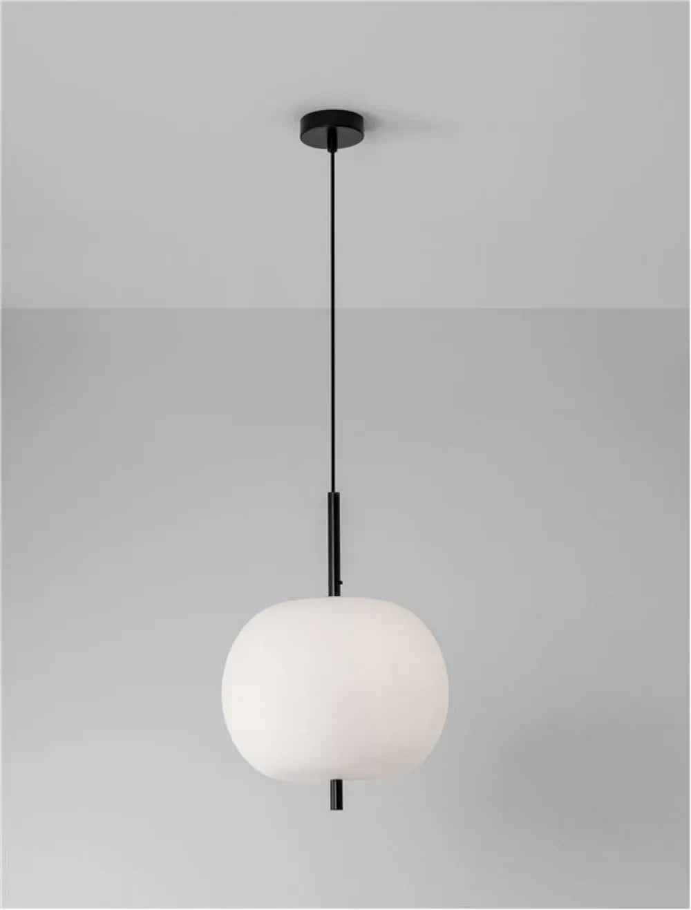 Pendul structura din Metal Negru si abajur din Sticla Alb H120xL30cm IP20 LATO