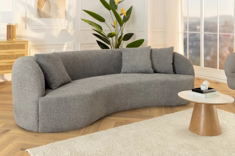 Canapea 3 locuri tapitat cu Stofa boucle Gri L229cm Atelier