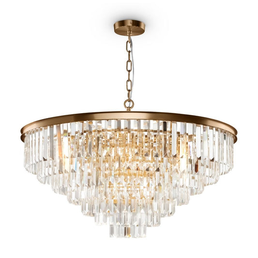 Lustra rotunda cu inaltime reglabila din Cristal Transparent cu 16 becuri D80xH127cm Revero