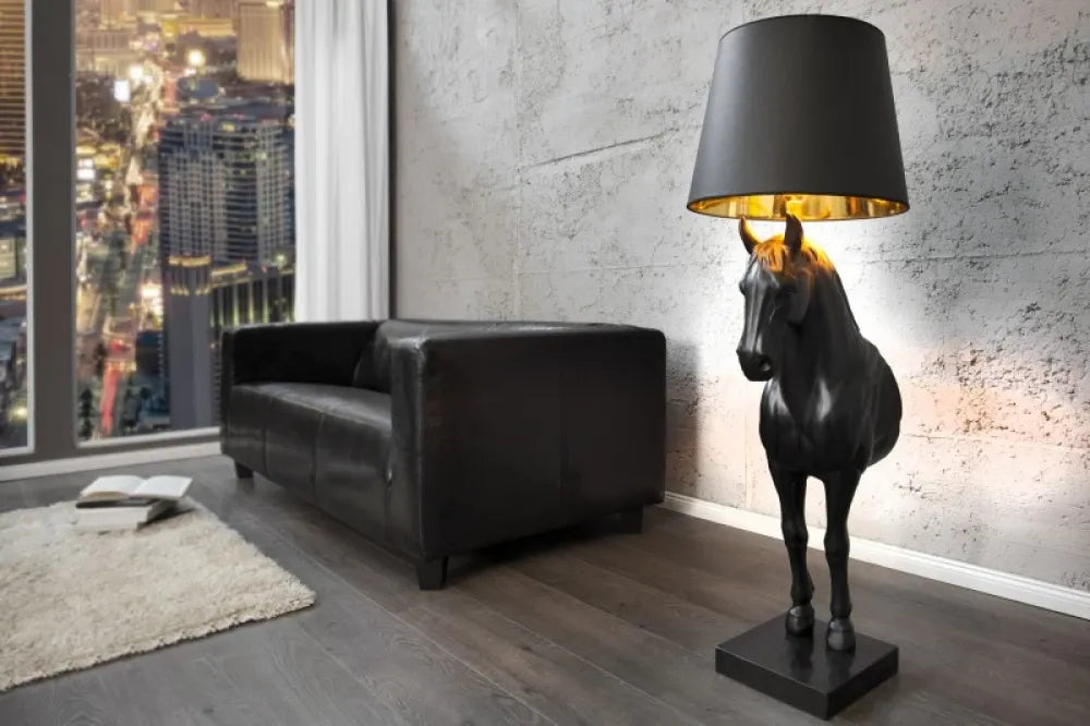Lampa de podea din Metal/plastic Negru si Textil Negru H130xD40cm Black beauty