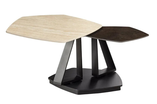 Masuta de cafea din Ceramica Bej/Maro ruginiu si Metal Negru L130xH44cm Movement
