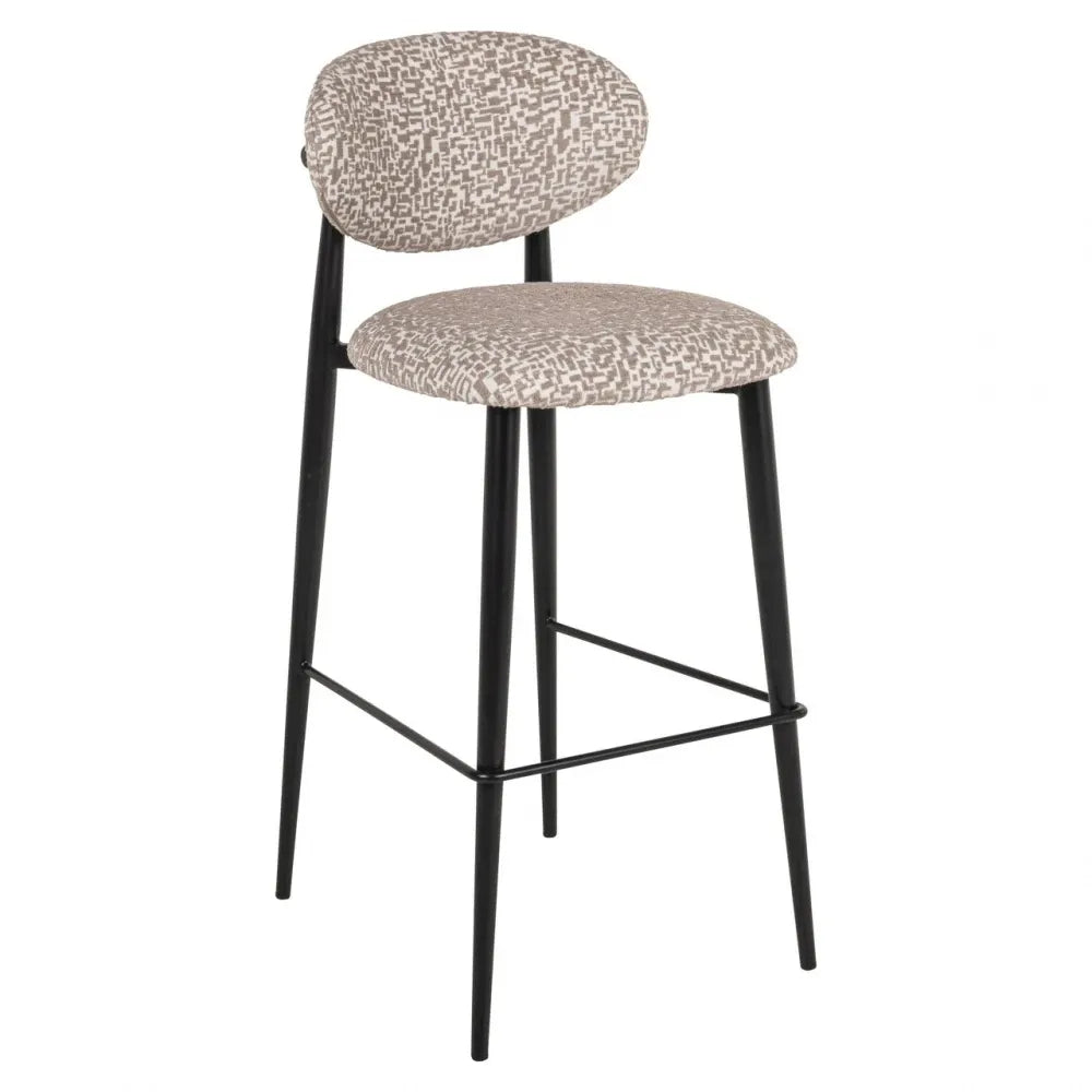 Scaun de bar din Stofa Bej si Metal Negru L46xH104cm Dantes Richmond interiors